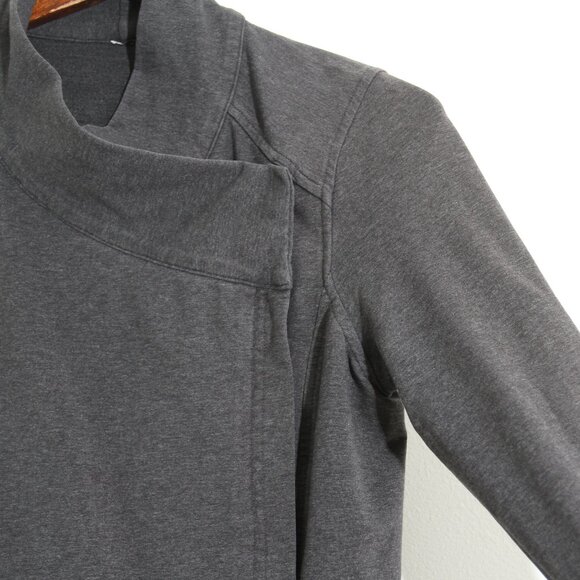 Lululemon Coast Wrap II Heathered Black Gray Cardigan Sweater Open Front Size 6 - Picture 9 of 15